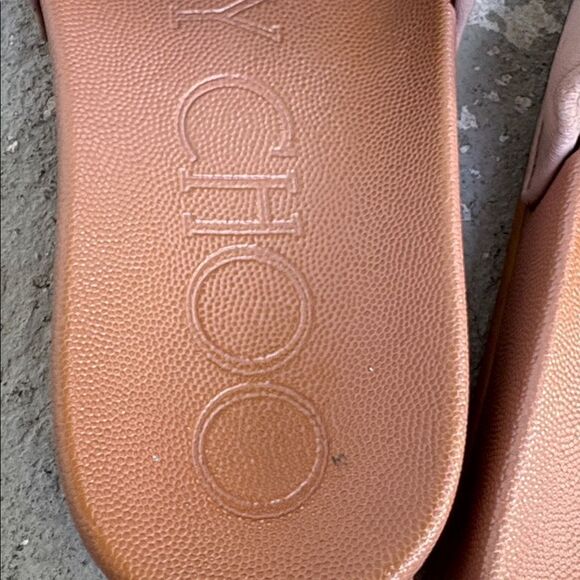 Jimmy Choo, leather and rubber slides